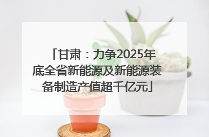甘肃：力争2025年底全省新能源及新能源装备制造产值超千亿元
