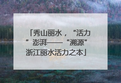 秀山丽水，“活力”澎湃——“溯源”浙江丽水活力之本