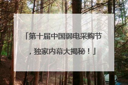 第十届中国弱电采购节，独家内幕大揭秘！