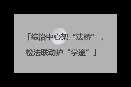 综治中心架“法桥”，检法联动护“学途”