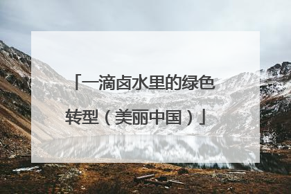 一滴卤水里的绿色转型（美丽中国）