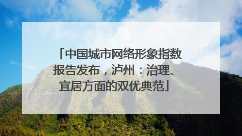 中国城市网络形象指数报告发布，泸州：治理、宜居方面的双优典范