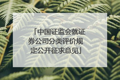 中国证监会就证券公司分类评价规定公开征求意见