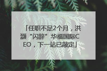 任职不足2个月，洪灏“闪辞”华福国际CEO，下一站已敲定