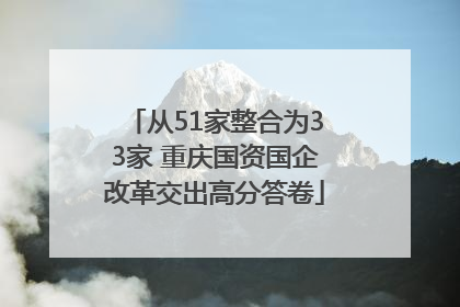 从51家整合为33家 重庆国资国企改革交出高分答卷