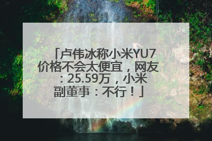 卢伟冰称小米YU7价格不会太便宜，网友：25.59万，小米副董事：不行！