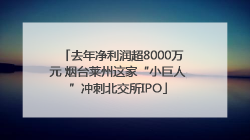 去年净利润超8000万元 烟台莱州这家“小巨人”冲刺北交所IPO