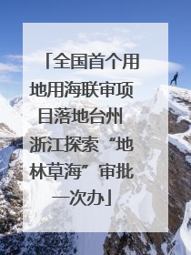 全国首个用地用海联审项目落地台州 浙江探索“地林草海”审批一次办