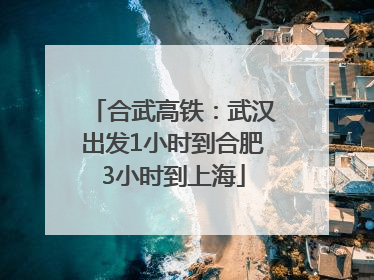 合武高铁：武汉出发1小时到合肥3小时到上海