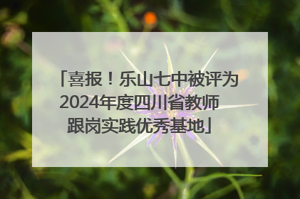 喜报！乐山七中被评为2024年度四川省教师跟岗实践优秀基地