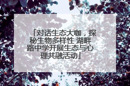 对话生态大咖，探秘生物多样性 湖畔路中学开展生态与心理共融活动