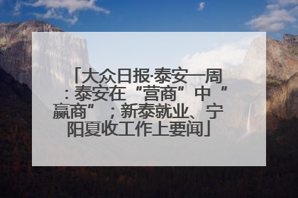 大众日报·泰安一周：泰安在“营商”中“赢商”；新泰就业、宁阳夏收工作上要闻