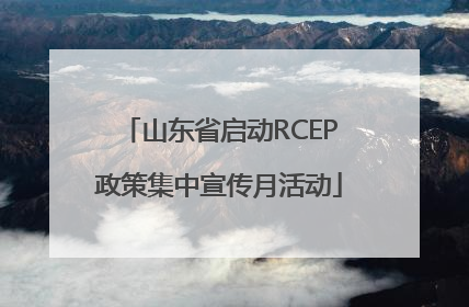 山东省启动RCEP政策集中宣传月活动