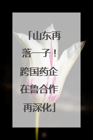 山东再落一子！跨国药企在鲁合作再深化
