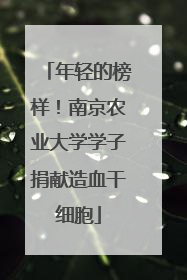 年轻的榜样！南京农业大学学子捐献造血干细胞