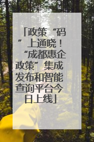 政策“码”上通晓！“成都惠企政策”集成发布和智能查询平台今日上线