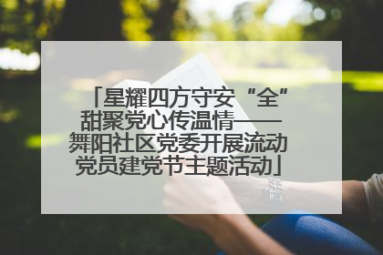 星耀四方守安“全” 甜聚党心传温情——舞阳社区党委开展流动党员建党节主题活动