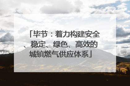 毕节：着力构建安全、稳定、绿色、高效的城镇燃气供应体系