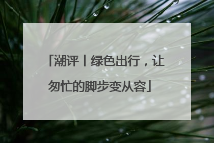 潮评丨绿色出行，让匆忙的脚步变从容