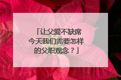 让父爱不缺席 今天我们需要怎样的父职观念？