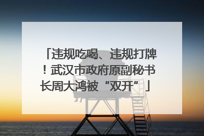 违规吃喝、违规打牌！武汉市政府原副秘书长周大鸿被“双开”