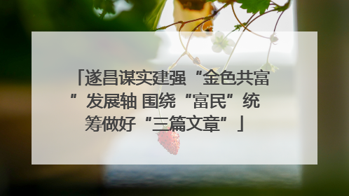 遂昌谋实建强“金色共富”发展轴 围绕“富民”统筹做好“三篇文章”