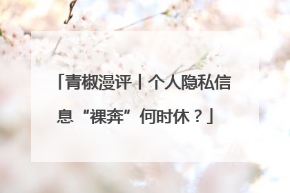 青椒漫评丨个人隐私信息“裸奔”何时休？