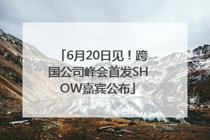 6月20日见！跨国公司峰会首发SHOW嘉宾公布