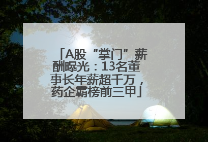 A股“掌门”薪酬曝光：13名董事长年薪超千万，药企霸榜前三甲